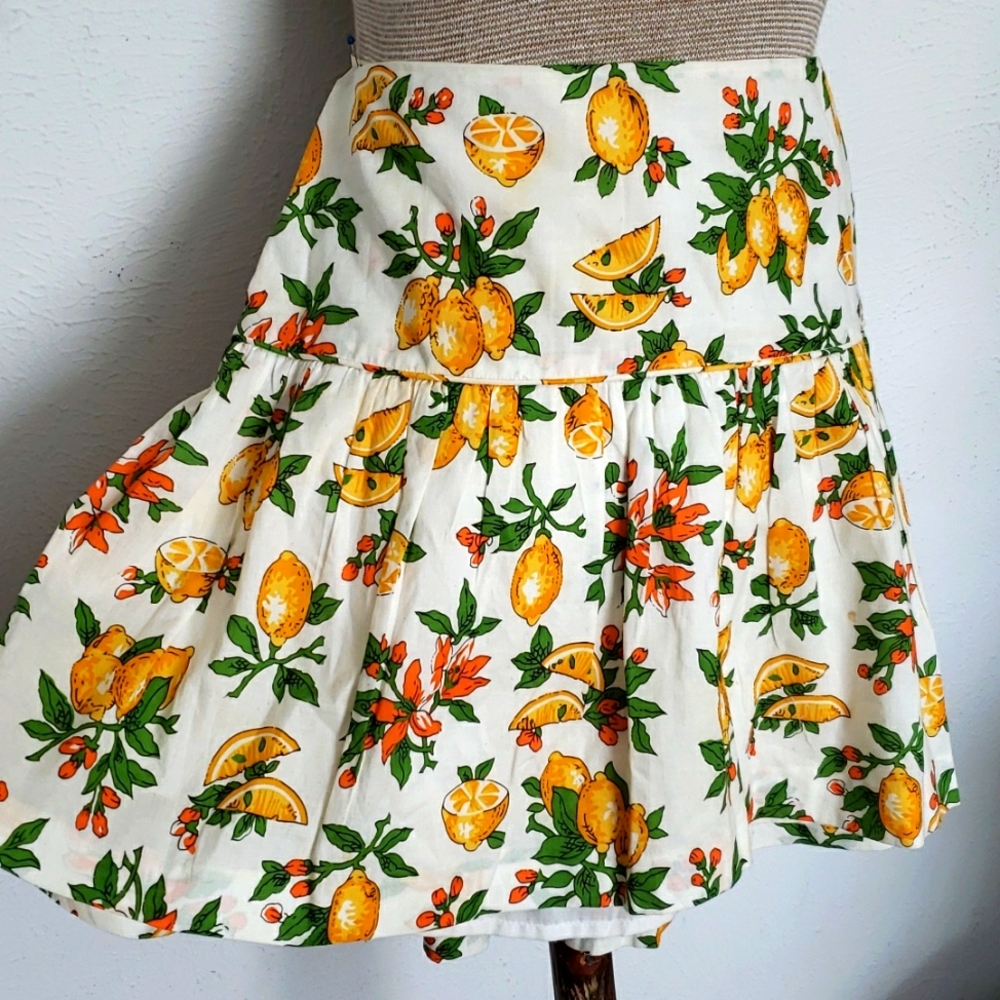 Milly of New York White Lemon Print Mini Skirt